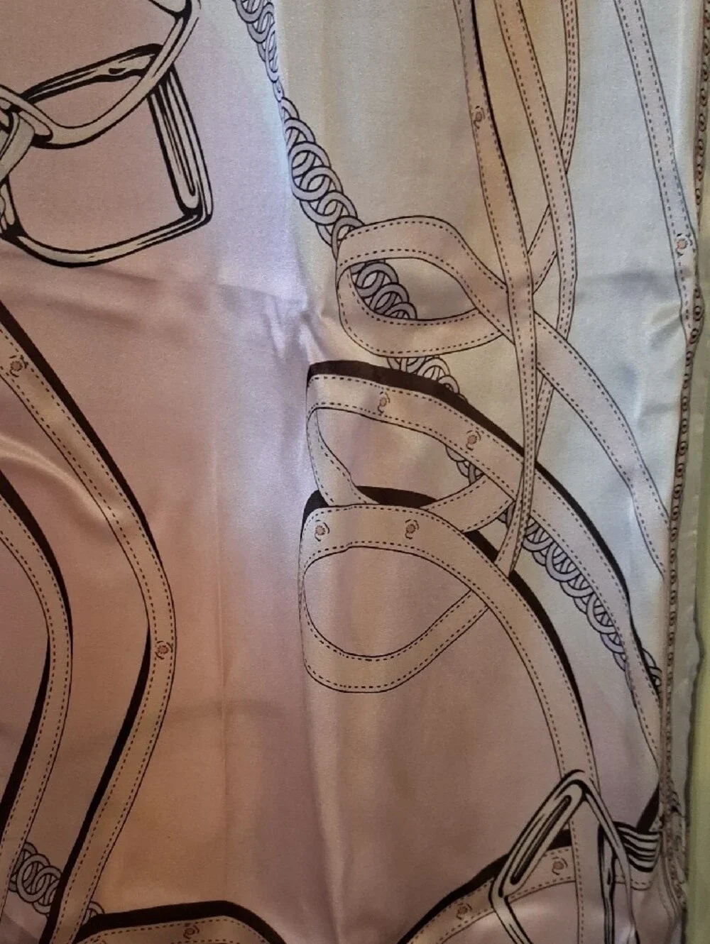NIB- Silky Equestrian Print Scarf in Blush Pink